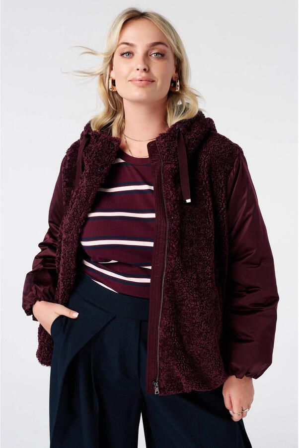 MS Mode Plus Size teddy winterjas donkerrood