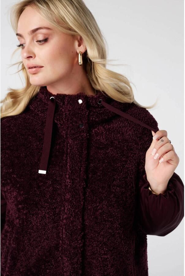 MS Mode Plus Size teddy winterjas donkerrood - Foto 2