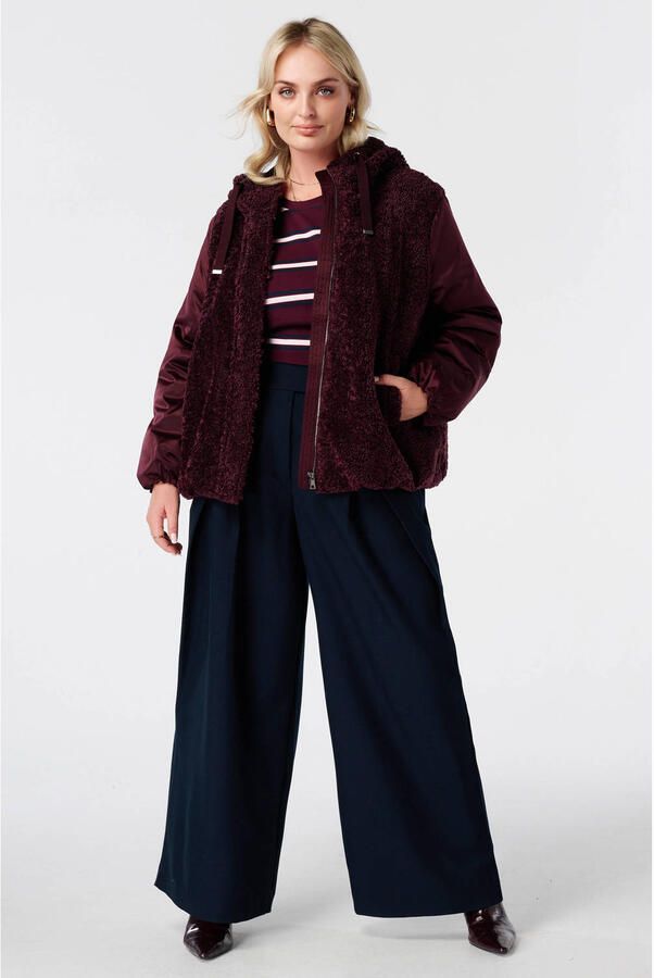 MS Mode Plus Size teddy winterjas donkerrood - Foto 3
