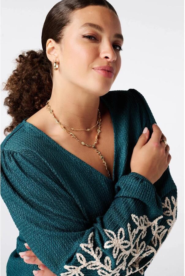 MS Mode Plus Size top met borduursels blauw - Foto 2