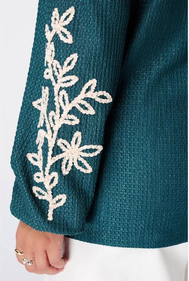 MS Mode Plus Size top met borduursels blauw - Foto 3