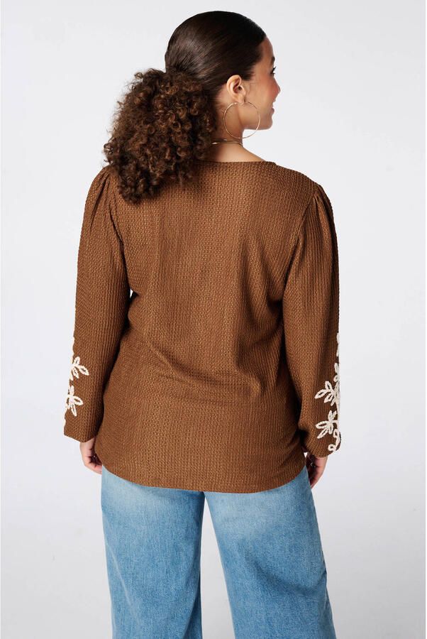 MS Mode Plus Size top met borduursels camel - Foto 2