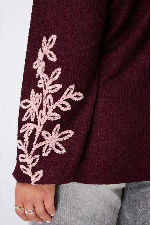 MS Mode Plus Size top met borduursels donkerrood - Foto 2