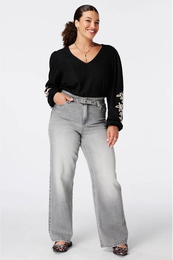 MS Mode Plus Size top met borduursels zwart - Foto 2