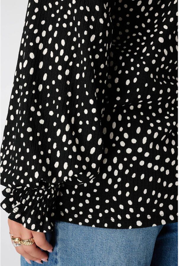 MS Mode Plus Size top met stippen zwart wit