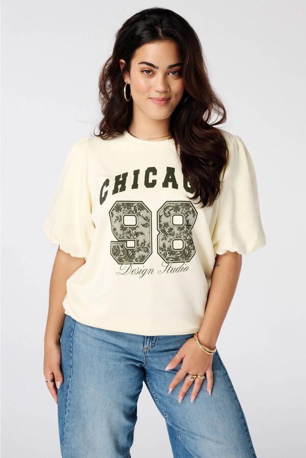 MS Mode Plus Size top met tekst lichtgeel