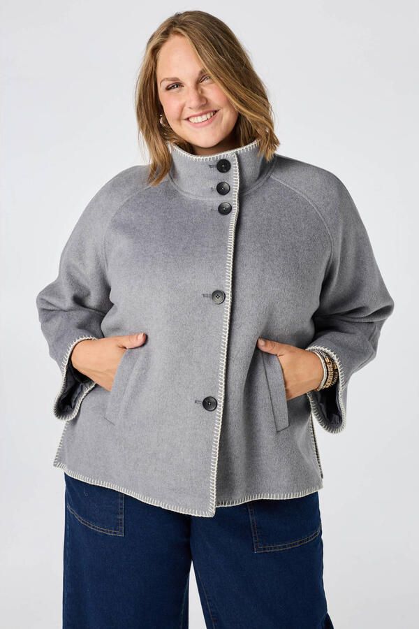MS Mode Plus Size tussenjas grijs ecru