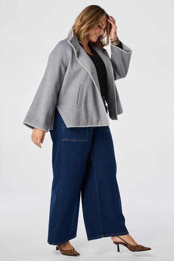 MS Mode Plus Size tussenjas grijs ecru - Foto 3