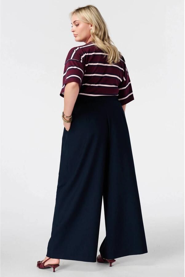 MS Mode Plus Size wide leg broek donkerblauw - Foto 2