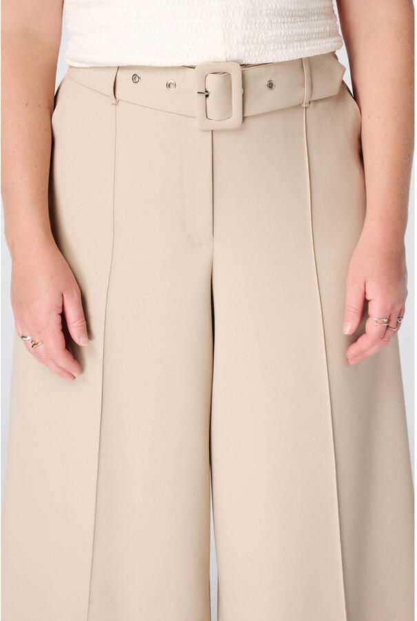 MS Mode Plus Size wide leg broek met ceintuur zand - Foto 2
