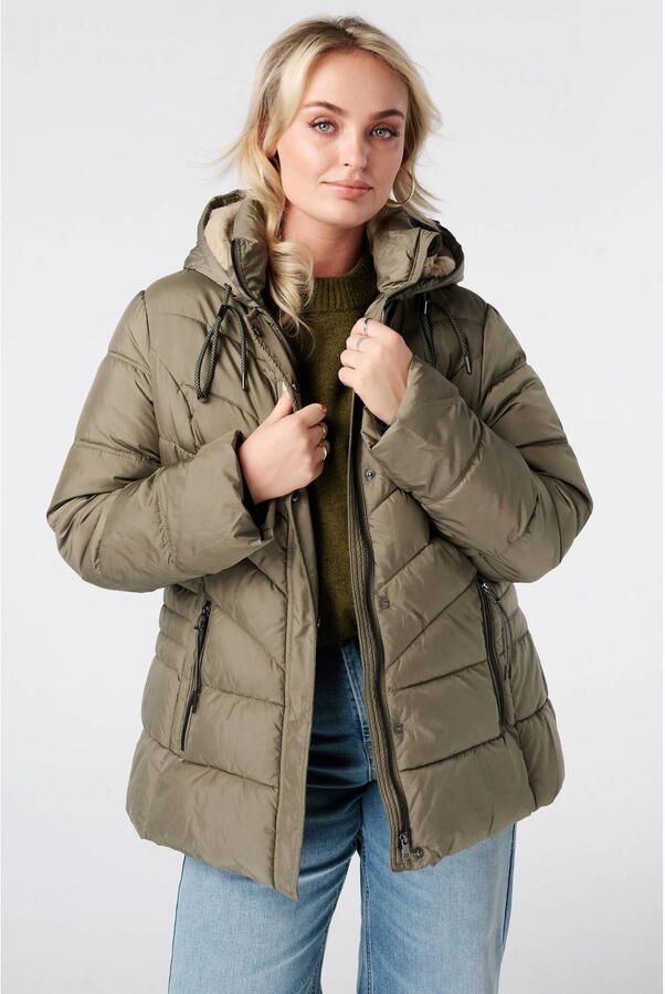 MS Mode Plus Size winterjas olijfgroen