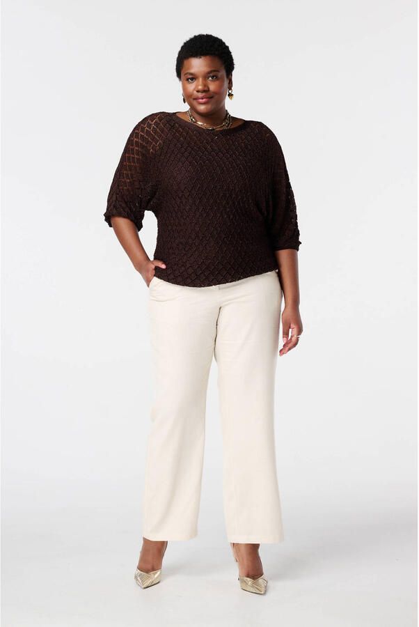 MS Mode pullover donkerbruin met lurex - Foto 2