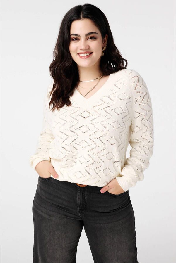 MS Mode pullover ecru broderie