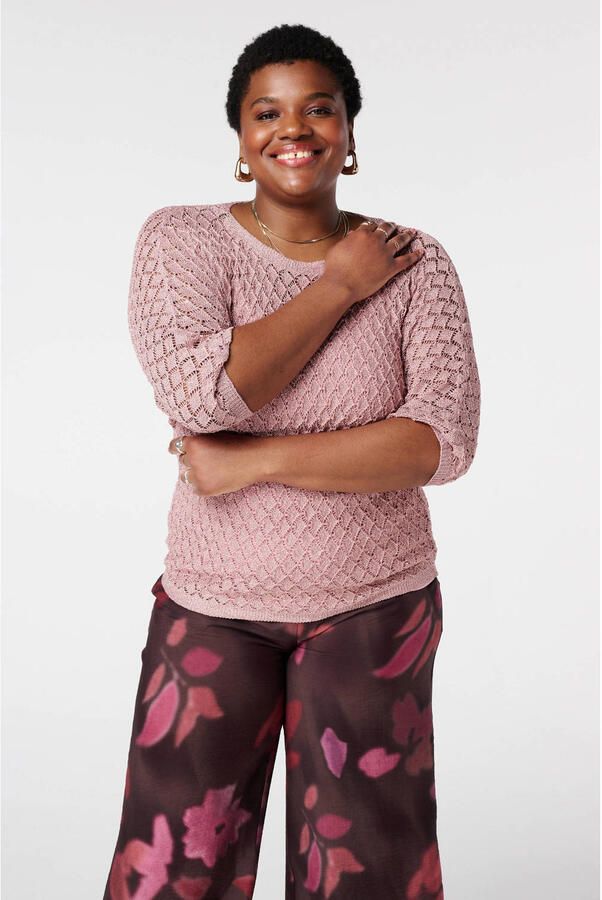 MS Mode pullover oudroze met lurex