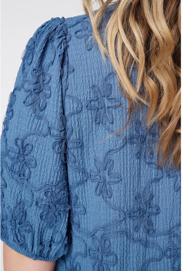MS Mode rechtvallend blousetop Plus Size blauw - Foto 3