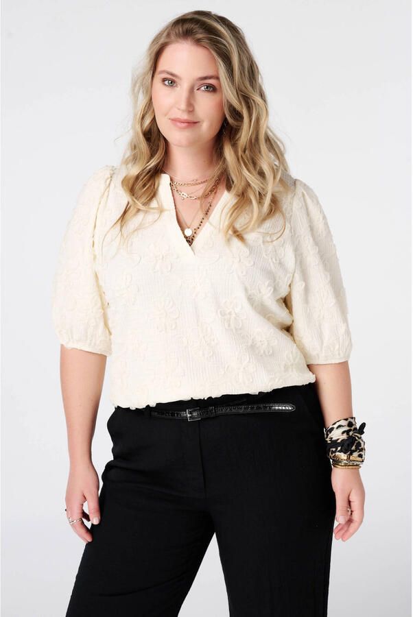 MS Mode rechtvallend blousetop Plus Size ecru