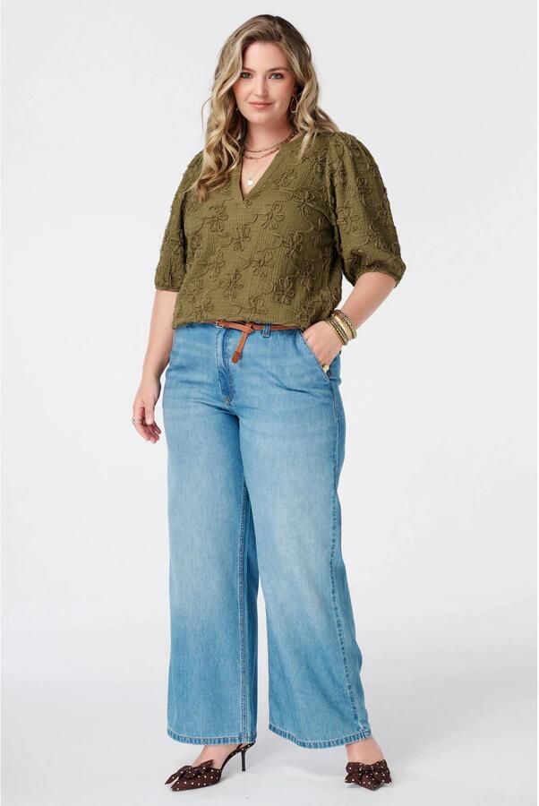 MS Mode rechtvallend blousetop Plus Size olijfgroen - Foto 3