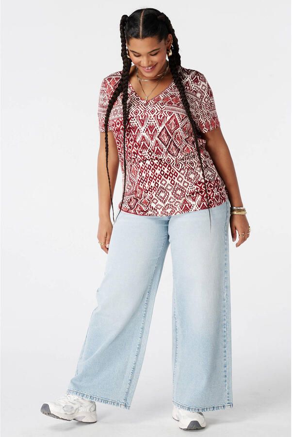 MS Mode rechtvallend T-shirt met print Plus Size rood - Foto 2