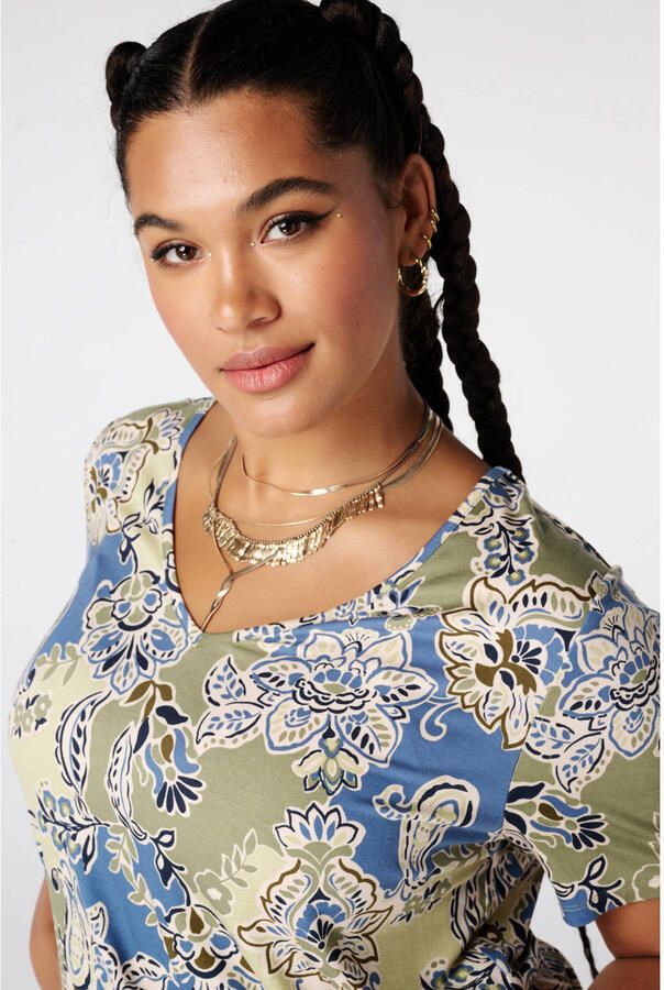 MS Mode rechtvallend T-shirt Plus Size met print groen - Foto 2