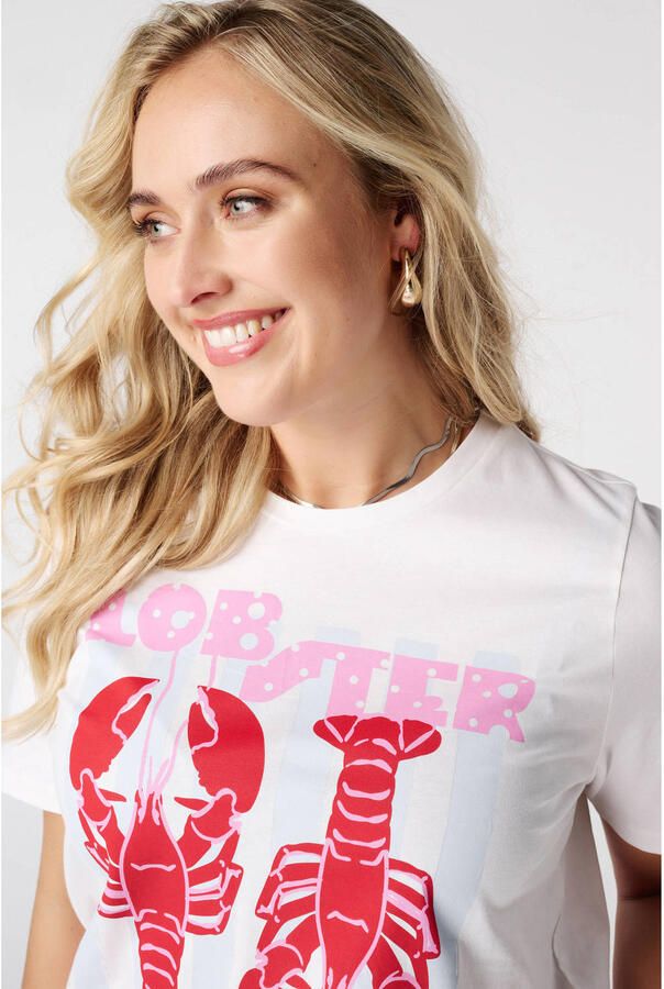 MS Mode rechtvallend T-shirt Plus Size met print wit - Foto 2