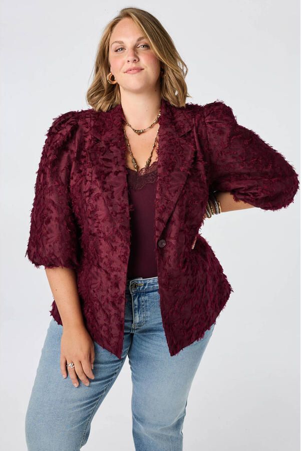 MS Mode regular fit blazer Plus Size donkerrood