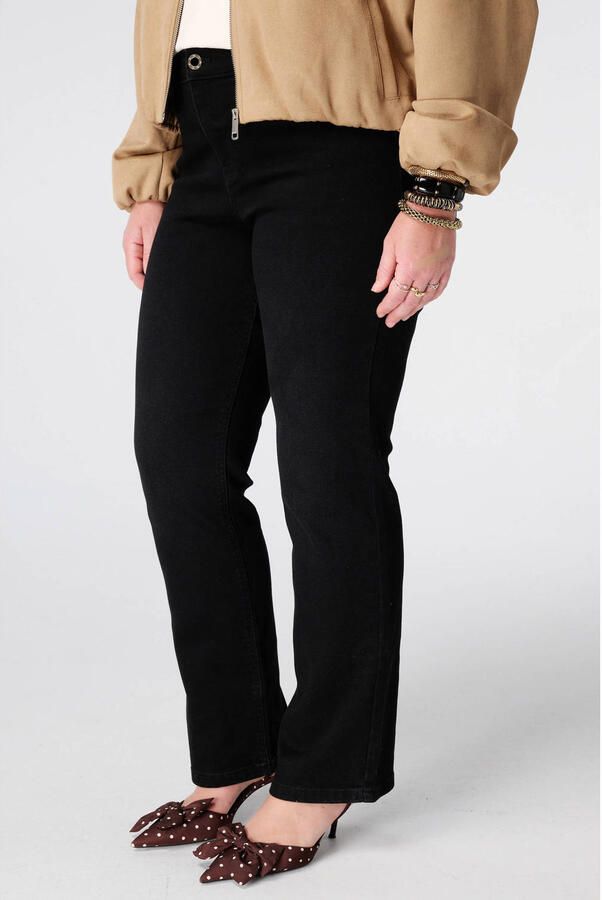 MS Mode regular fit flared jeans Plus Size zwart