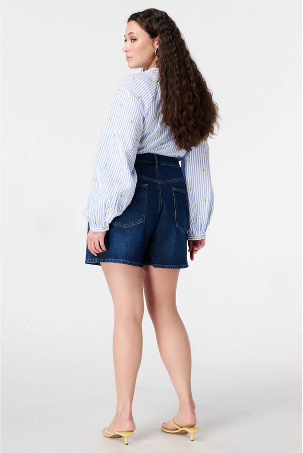 MS Mode regular high waist casual short dark blue denim - Foto 2