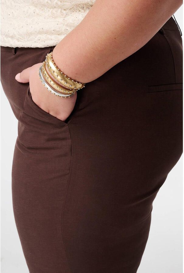MS Mode regular high waist pantalon donkerbruin - Foto 2
