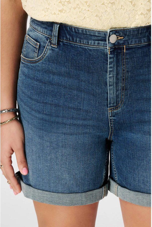MS Mode regular waist slim fit denim short Plus Size mediumblauw
