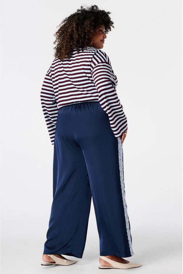MS Mode regular waist wide leg broek Plus Size donkerblauw