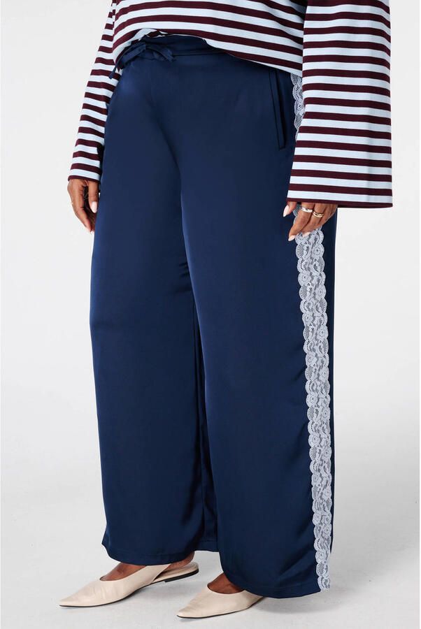 MS Mode regular waist wide leg broek Plus Size donkerblauw - Foto 2