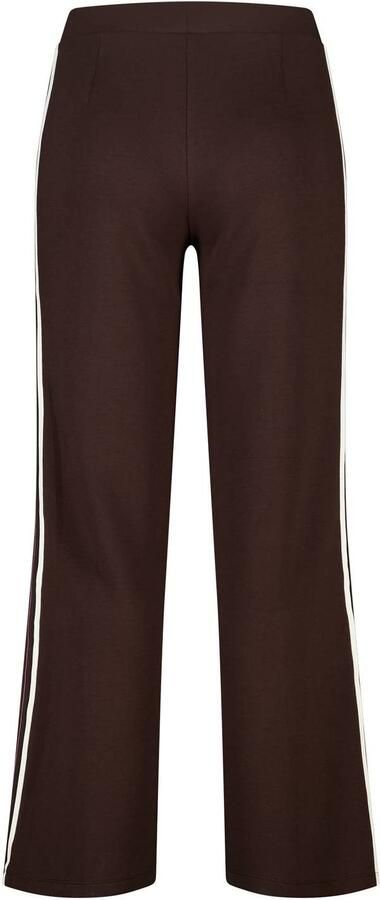 MS Mode regular waist wide leg casual broek donkerbruin