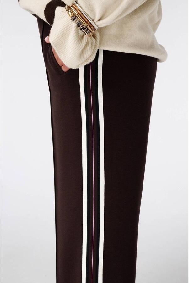 MS Mode regular waist wide leg casual broek donkerbruin - Foto 3