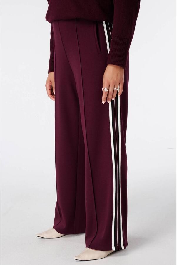 MS Mode regular waist wide leg casual broek donkerrood - Foto 2