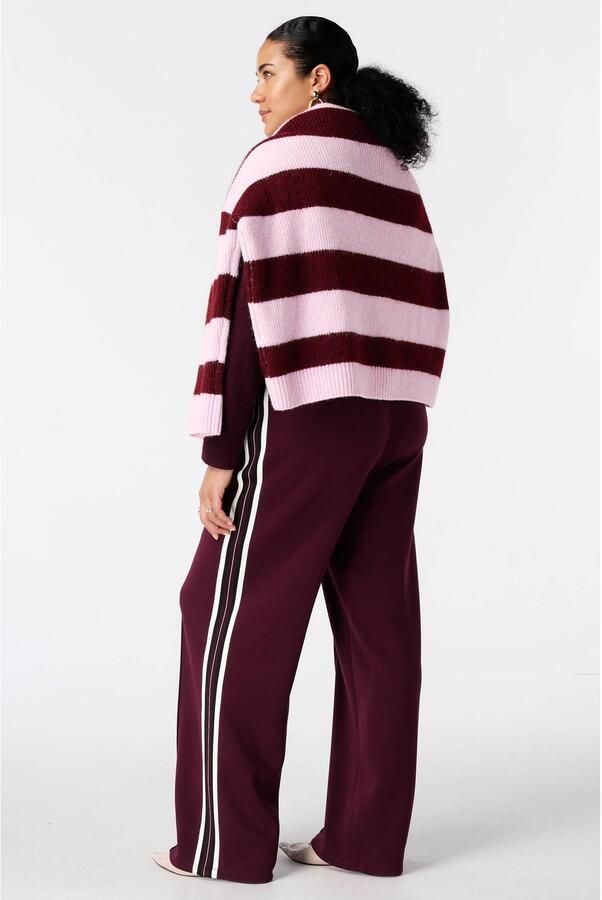 MS Mode regular waist wide leg casual broek donkerrood - Foto 3