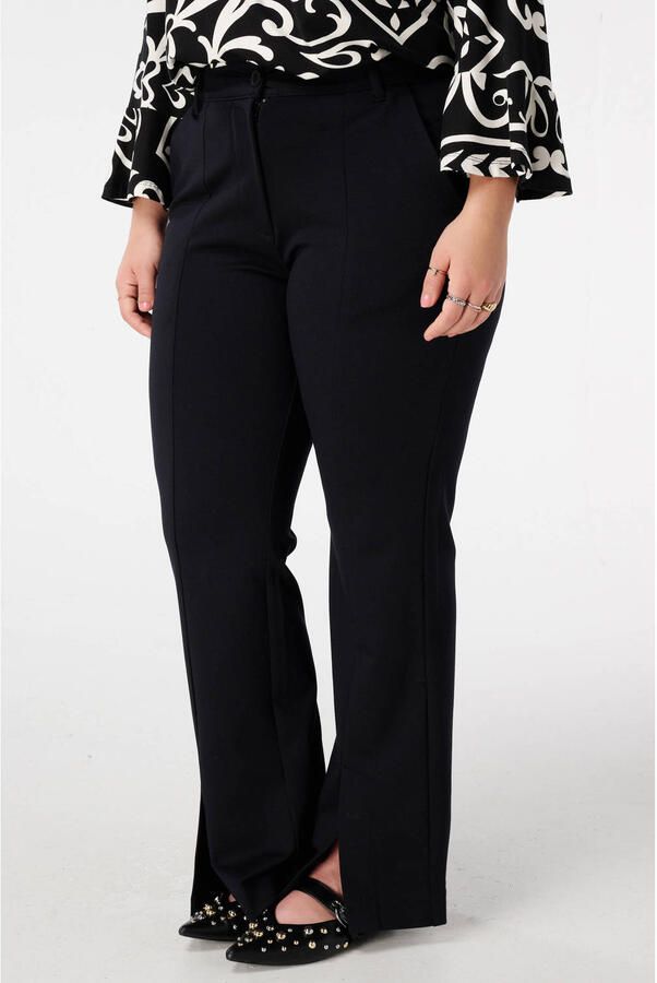 MS Mode regular waist flared broek zwart