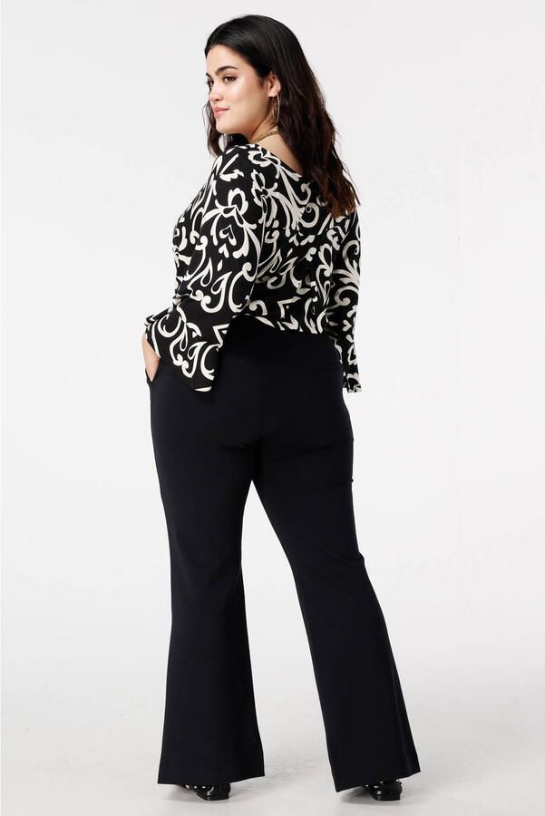 MS Mode regular waist flared broek zwart - Foto 2