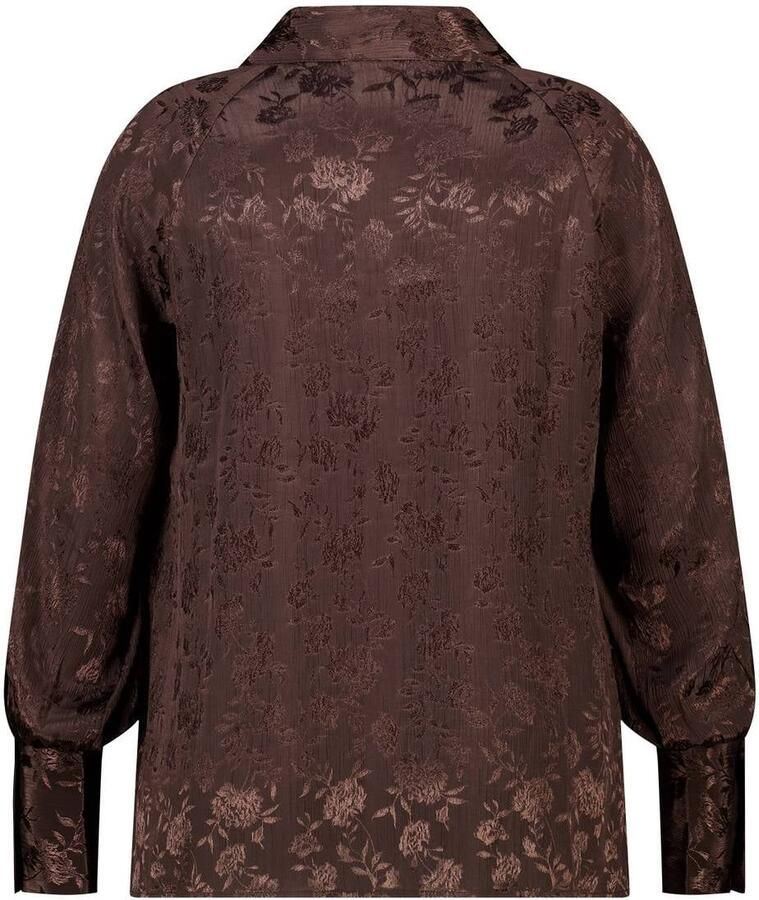 MS Mode satijnen gebloemde blouse donkerbruin - Foto 2