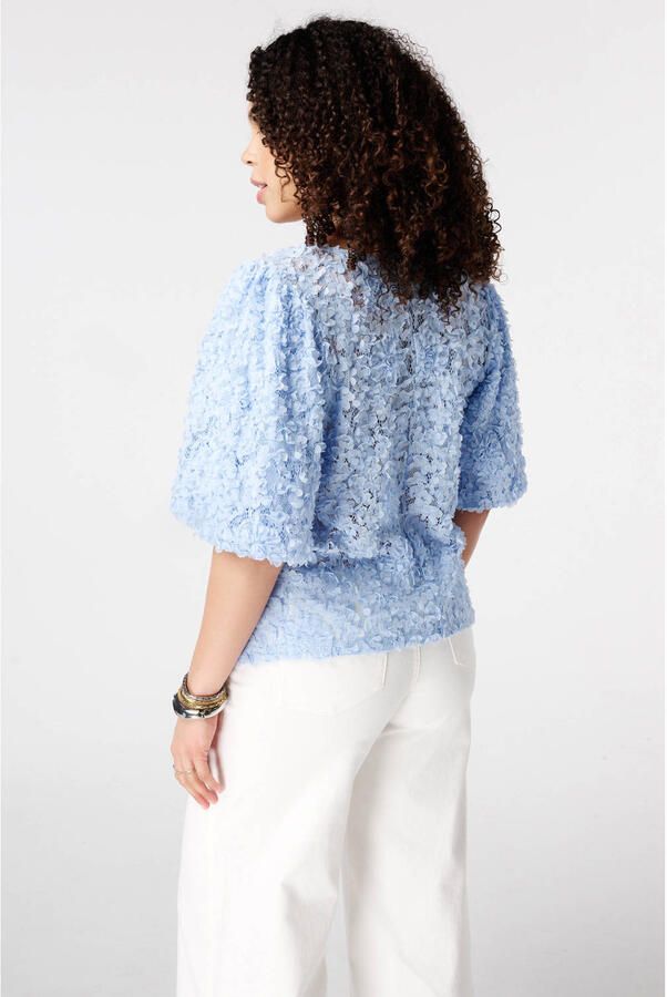 MS Mode semi-transparante blousetop Plus Size lichtblauw - Foto 3