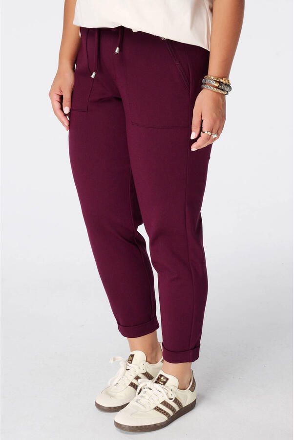 MS Mode slim fit broek Plus Size donkerrood