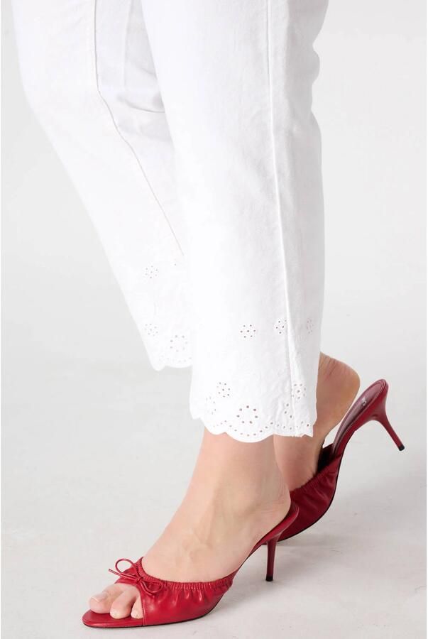 MS Mode slim fit jeans broderie wit - Foto 2