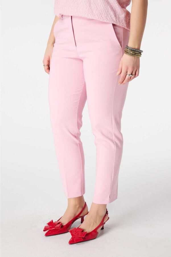 MS Mode slim regular waist broek lichtroze
