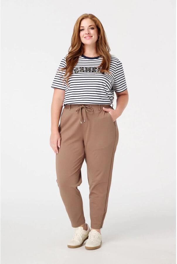 MS Mode slim regular waist broek zand