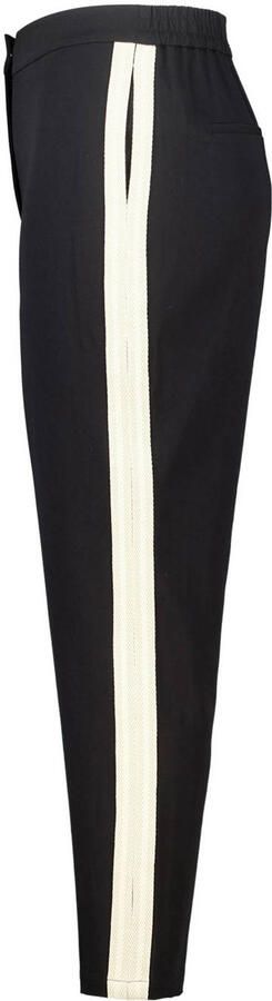 MS Mode slim regular waist gestreepte casual broek zwart - Foto 3