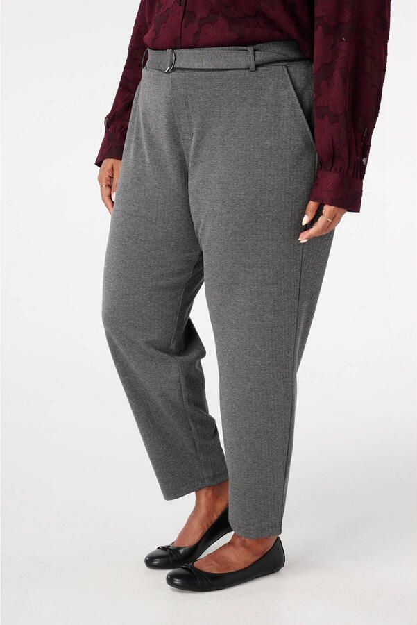 MS Mode straight high waist broek grijs melange
