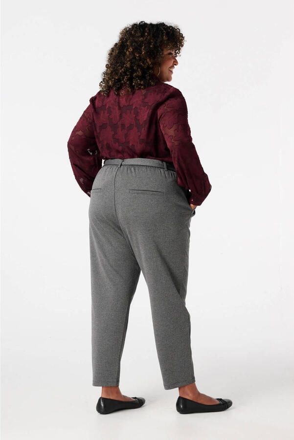 MS Mode straight high waist broek grijs melange - Foto 3