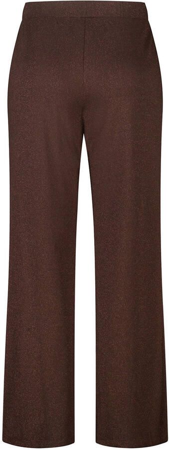 MS Mode straight high waist casual broek donkerbruin met glitter - Foto 3