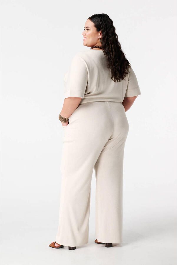 MS Mode straight high waist casual broek ecru met glitter - Foto 3