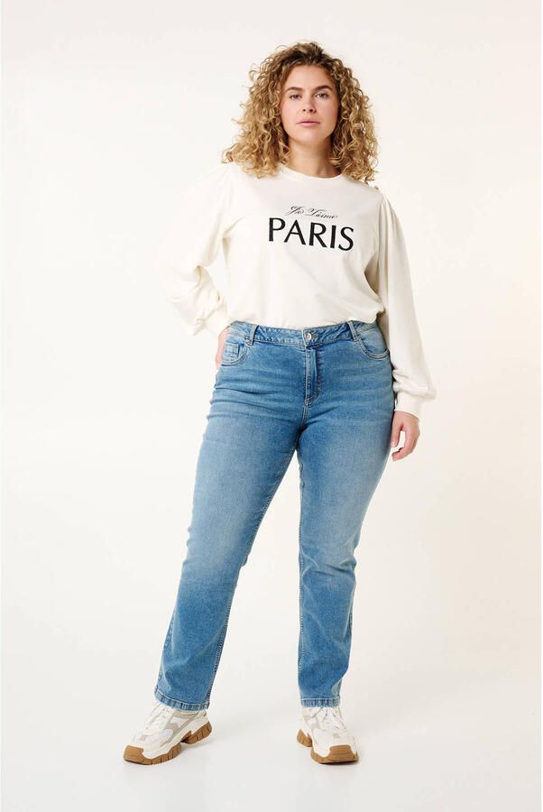 MS Mode straight leg jeans stonewashed light blue denim