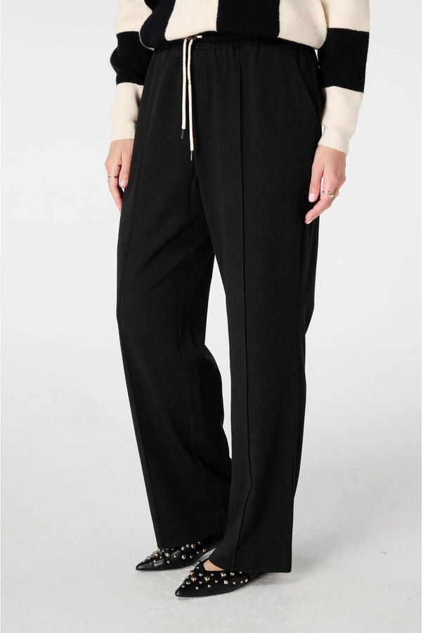 MS Mode straight regular waist broek zwart